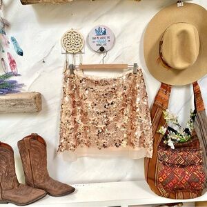 Trendy sequence mini boho skirt with Gypsy hippy party vibe